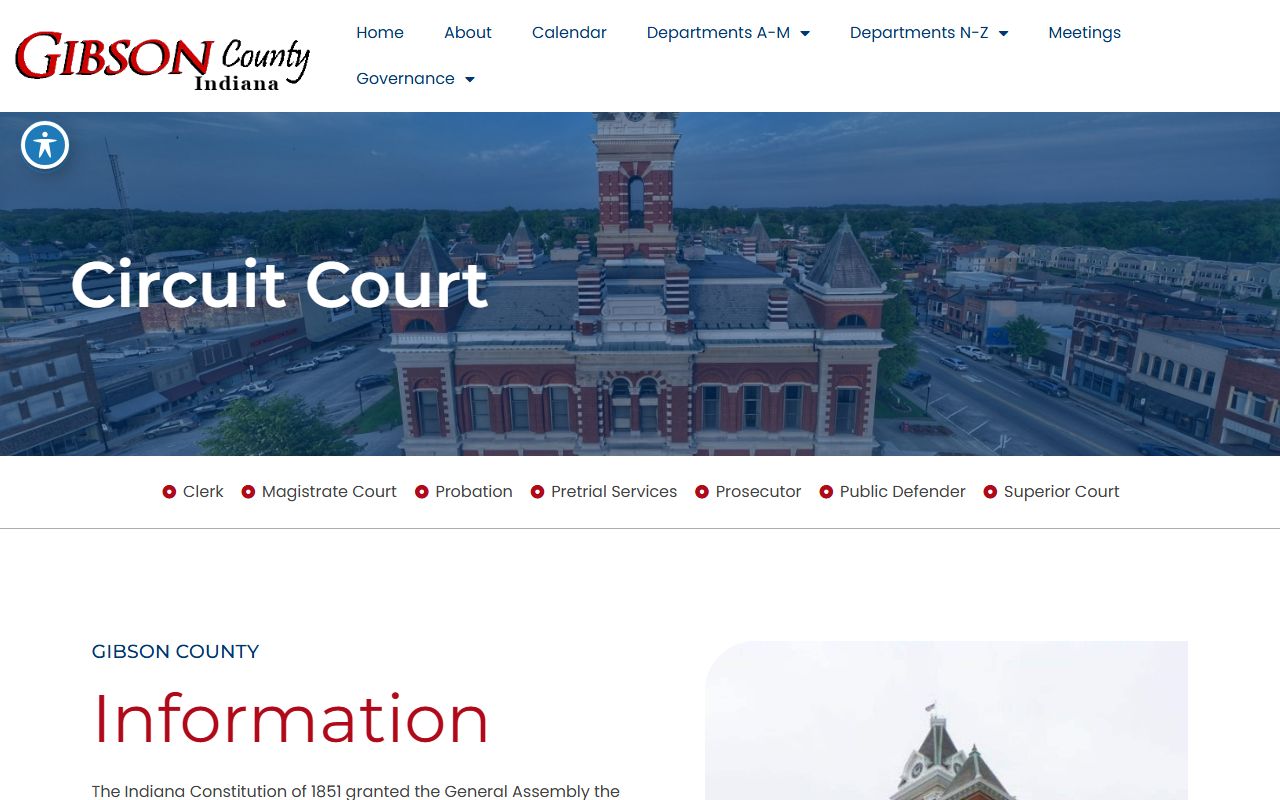 Gibson County criminal history circuit court information page