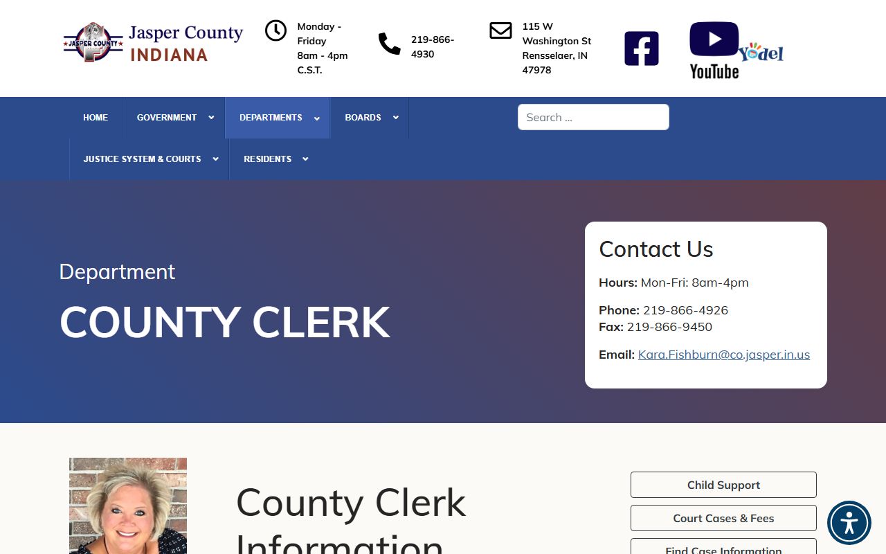 Jasper County Clerk office website for criminal history records