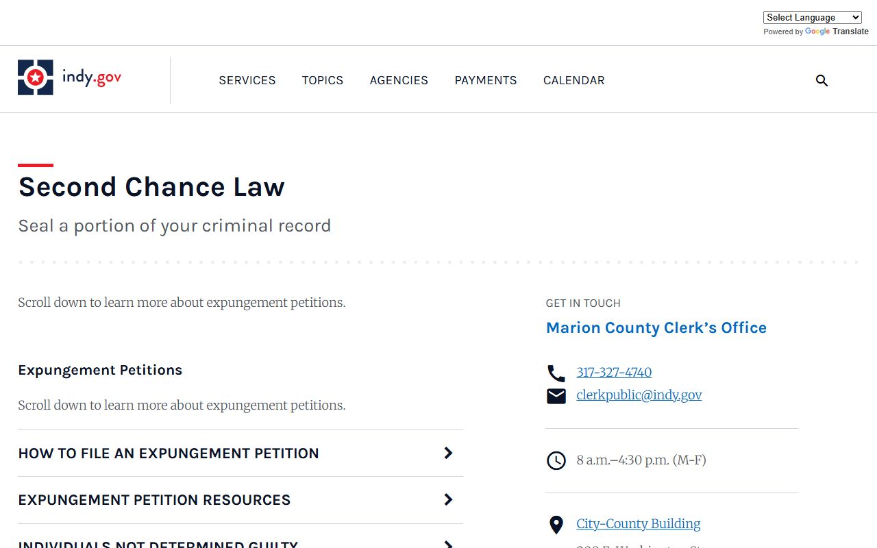 Indianapolis criminal history resources in Indiana